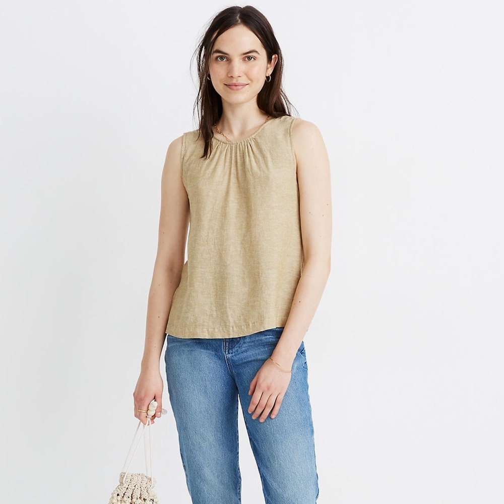 NWT Madewell Linen-Blend Cinch-Back Tank Top